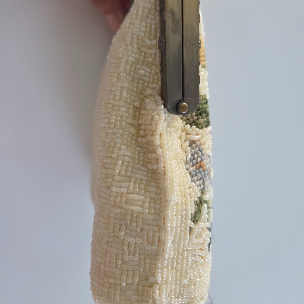 Vintage Floral Beaded & Needlepoint Purse - Picture 10 of 13